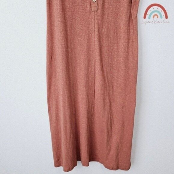 New! Faherty Cliffside Linen Cotton Henley V-Neck Tank Shirt Summer Maxi Dress - Picture 7 of 10